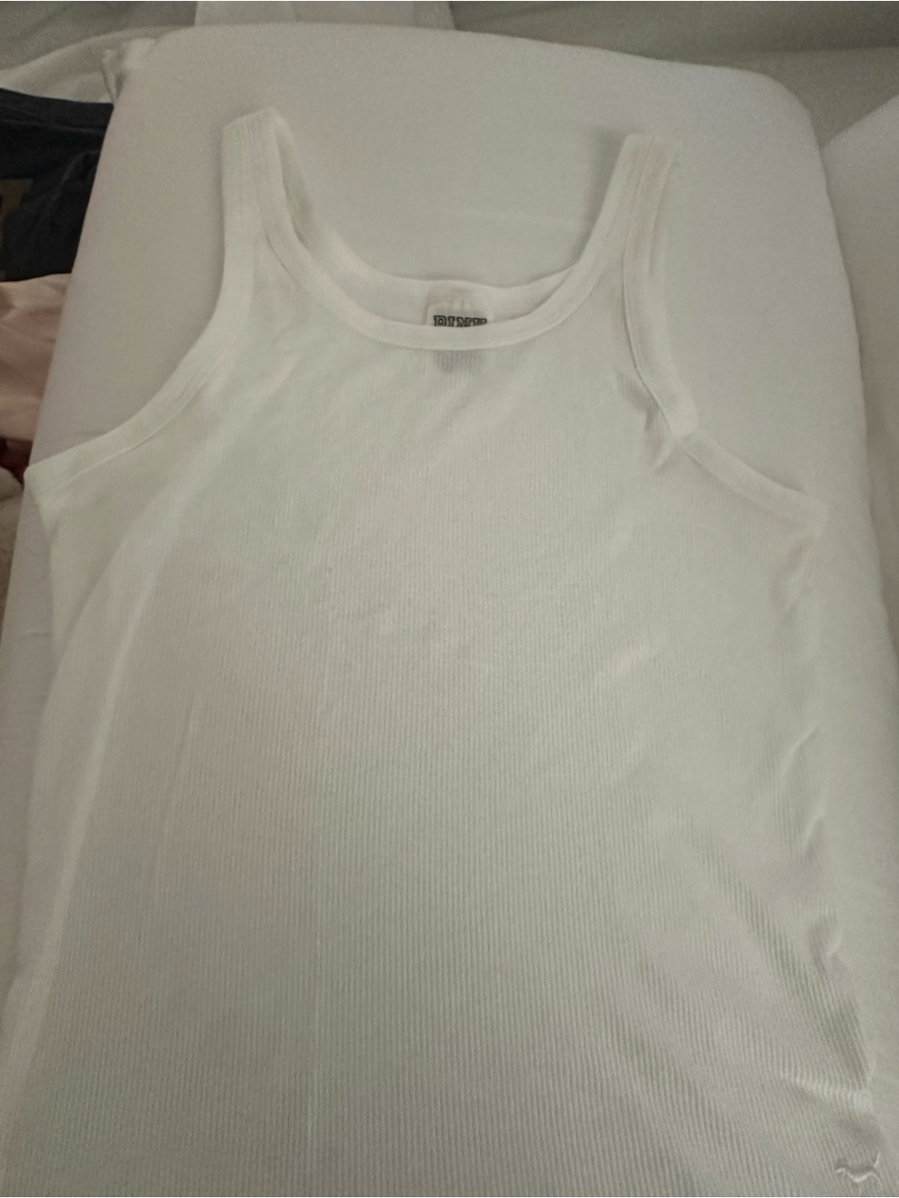 PINK Victoria's Secret White Ribbed Tank Top